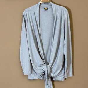 Eddie Bauer Light Gray Tie-Front Cardigan Sweater